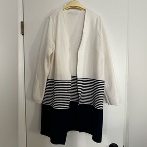 Apt. 9 White & Blue Striped Cardigan sz Large